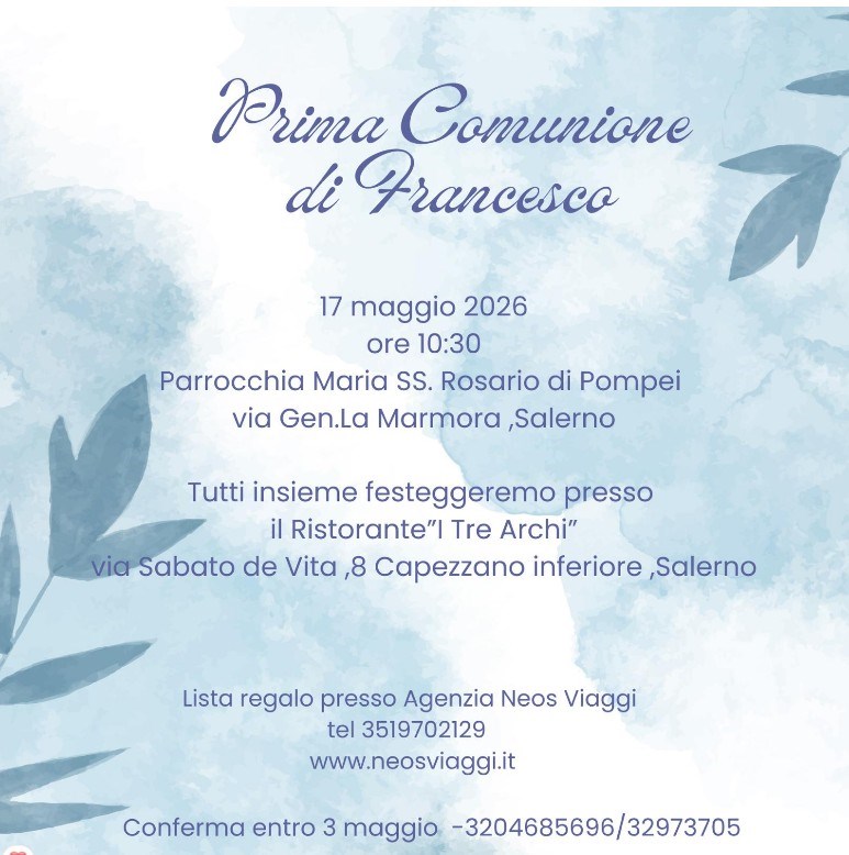 COMUNIONE<br>LISTA FRANCESCO 17 MAGGIO 2026